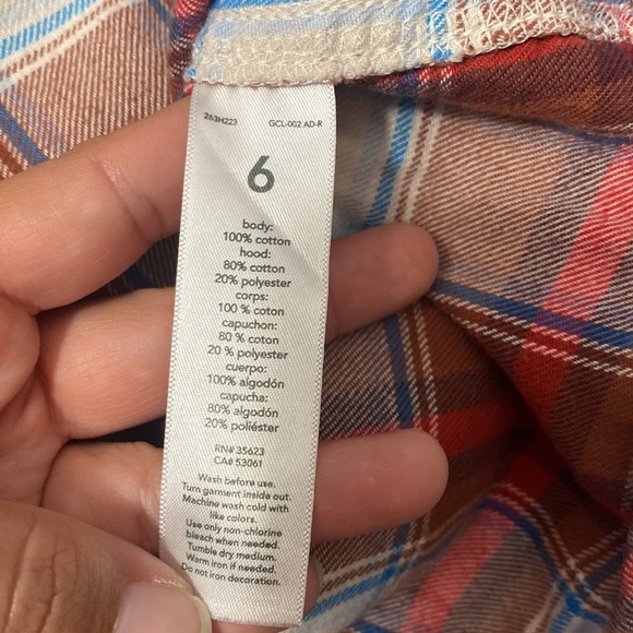 Carter’s Boy Long Sleeve Button Up Plaid Fall Winter Shirt W/Hood Size 6 - Picture 5 of 7